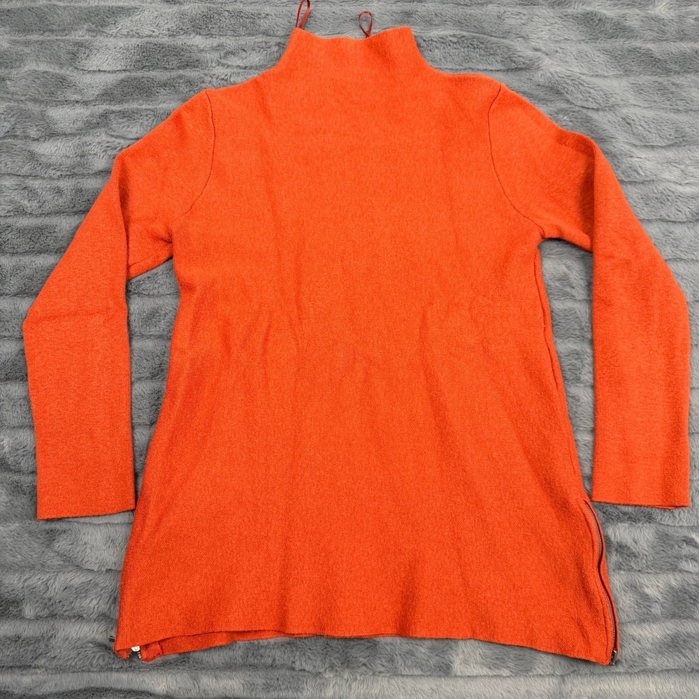 Tahari Womens Orange Mock Neck Side Zip Knit Tunic Sweater XS
